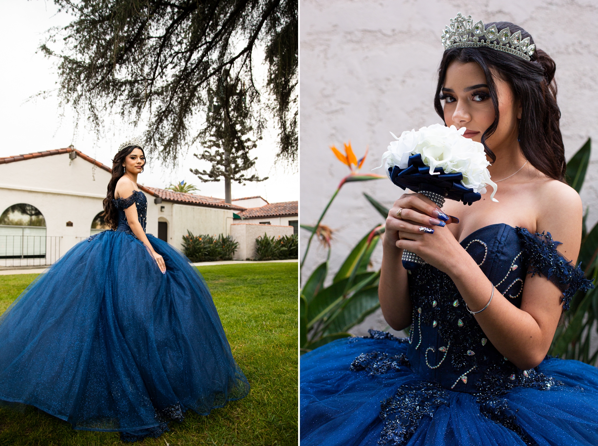 girl poses with quinceañera bouquet azusa
