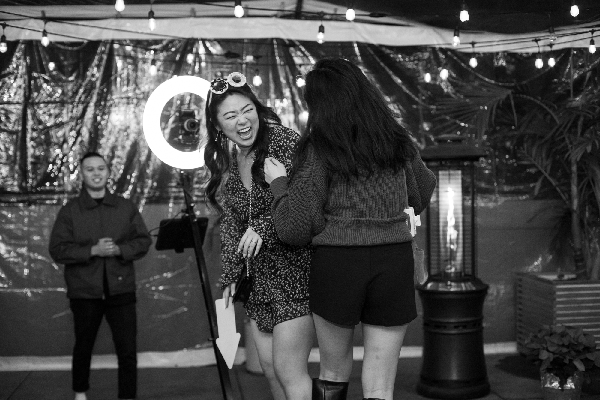 girl laughs at corporate event los angeles
