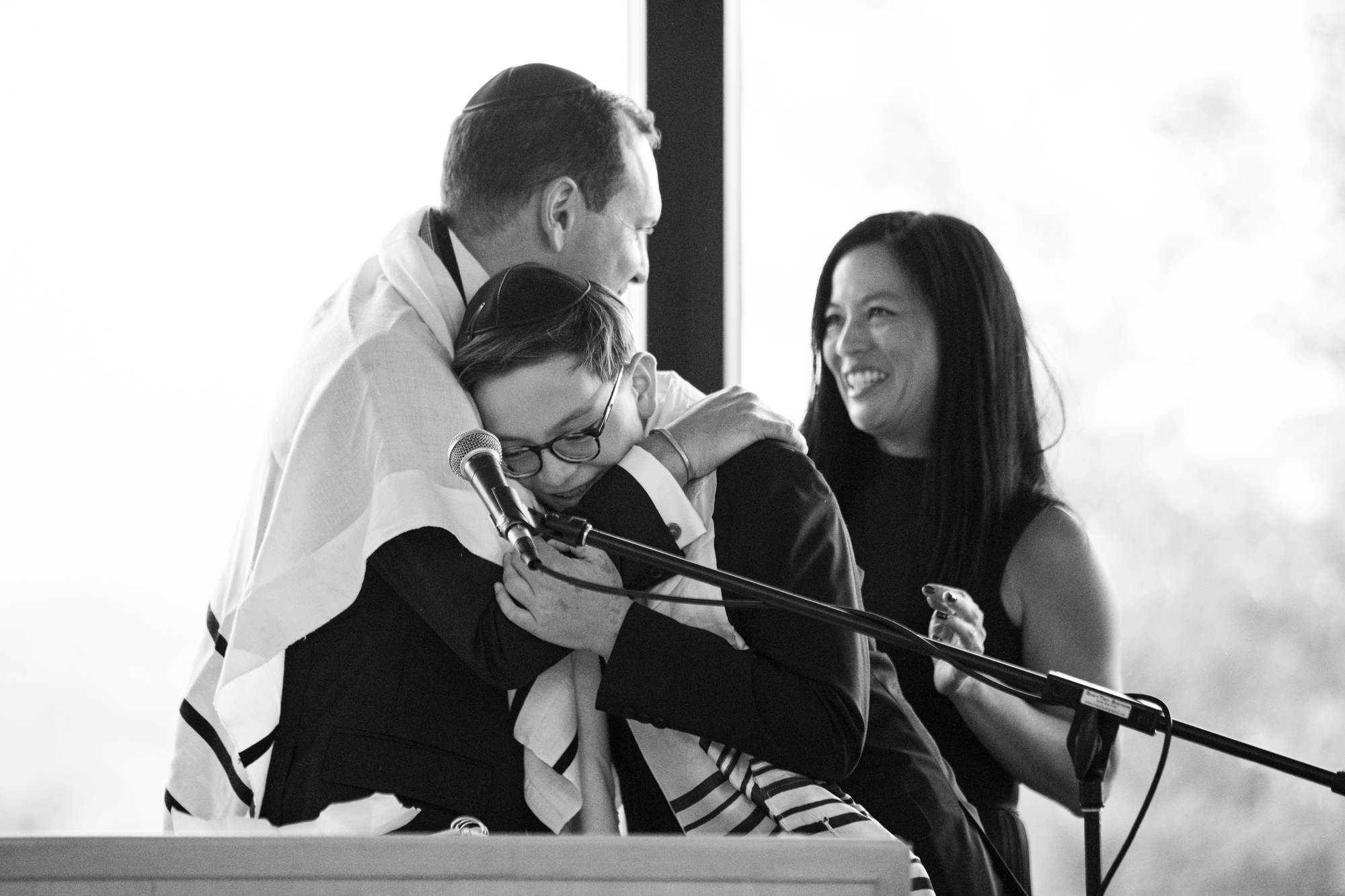 black and white emotional mitzvah photography los angeles