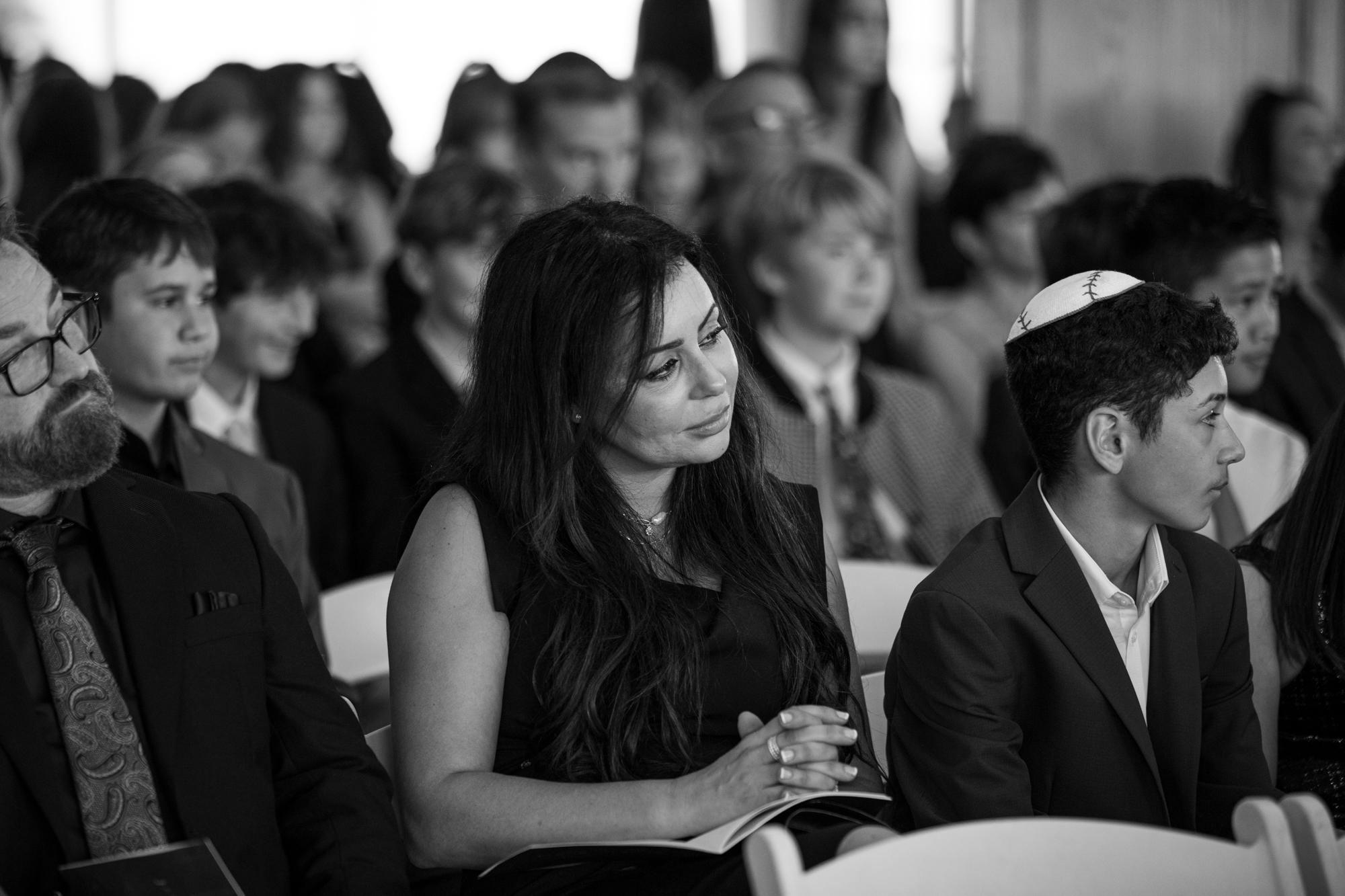 black and white mitzvah ceremony photography
