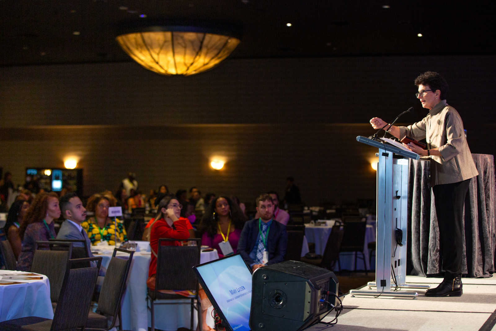 woman gives speech westin bonaventure los angeles